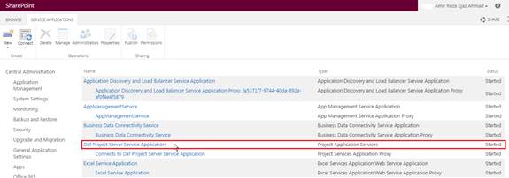 Manage service applications