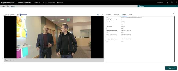 Quick Look Cognitive Service Content Moderator Web Application