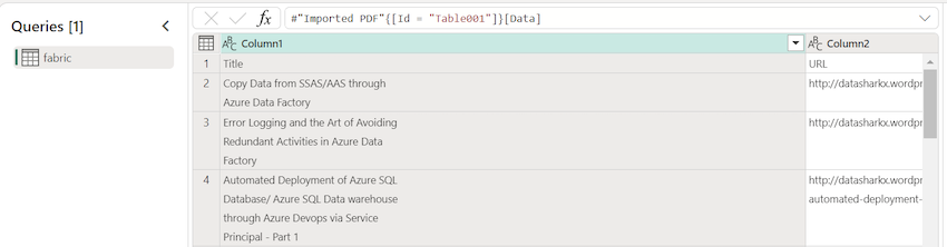 Read and Import Data from PDF File using MSFT Fabric