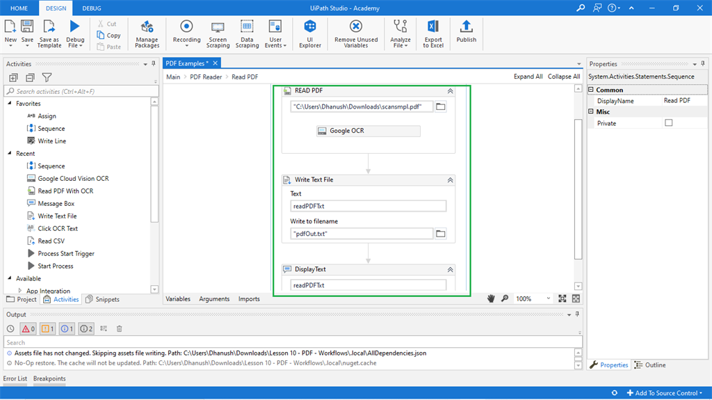 Reading And Writing The Text From A Scanned PDF Using RPA