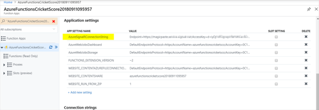 AzureSignalRConnectionString 