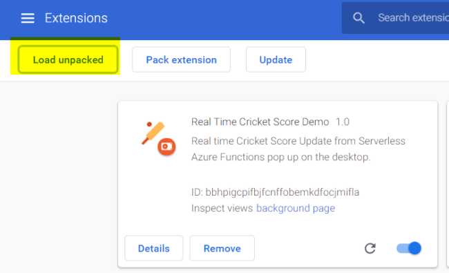 load unpacked extension