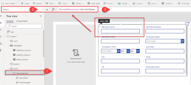 Receipt Processing Using AI Builder In PowerApps