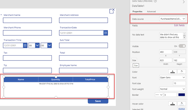 Receipt Processing Using AI Builder In PowerApps