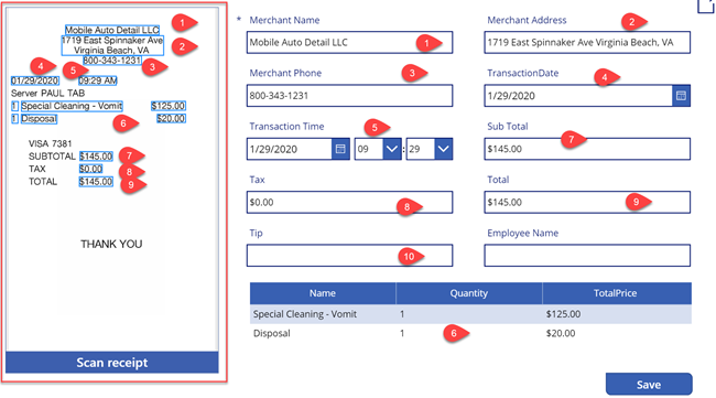 Receipt Processing Using AI Builder In PowerApps