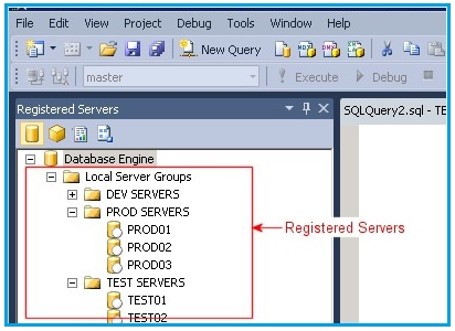 Registered Servers in SQL Server Management Studio (SSMS)