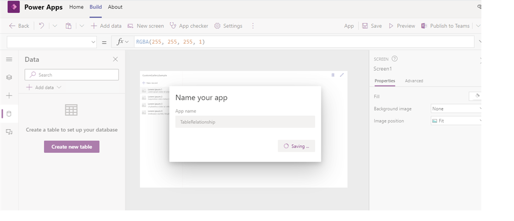 Relationship between tables in Dataverse using PowerApp from MS Team