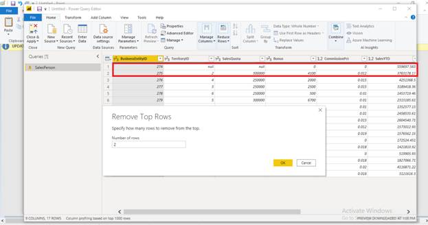 Removing Unnecessary Rows using Power Query in Power BI