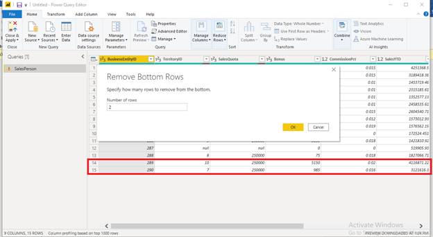 Removing Unnecessary Rows using Power Query in Power BI