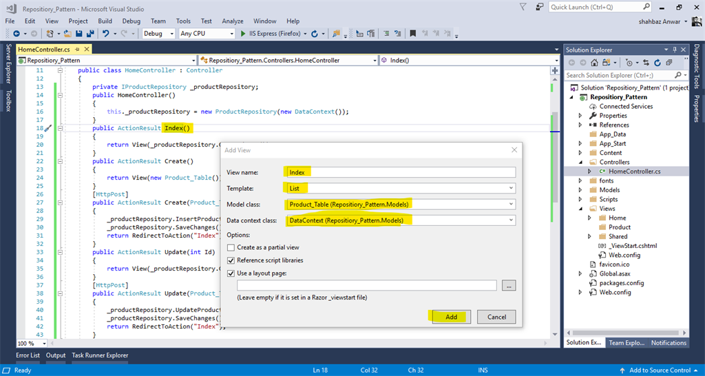 Repository Design Pattern In ASP.NET MVC