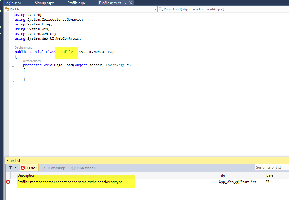 Resolve "Member Name Cannot Be the Same as Enclosing Type" Error
