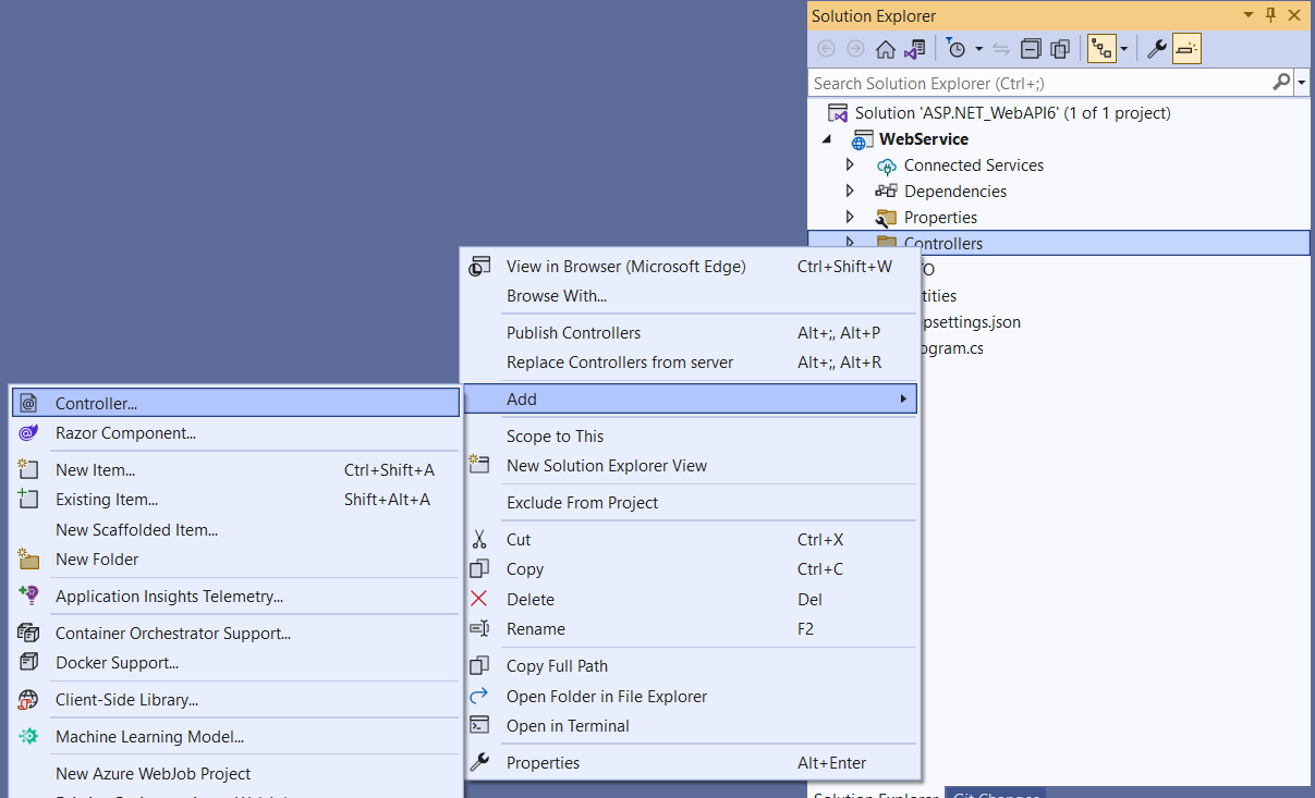 Create new Controller option