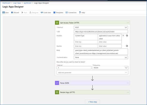 Restart Azure Web App Using Azure Logic App