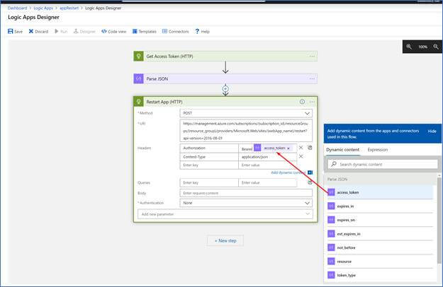 Restart Azure Web App Using Azure Logic App