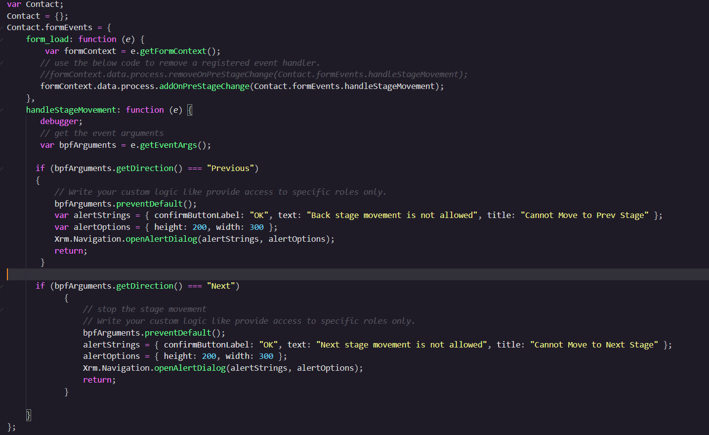 Restrict Manual Movement of Stages using JavaScript in BPF Figure 6