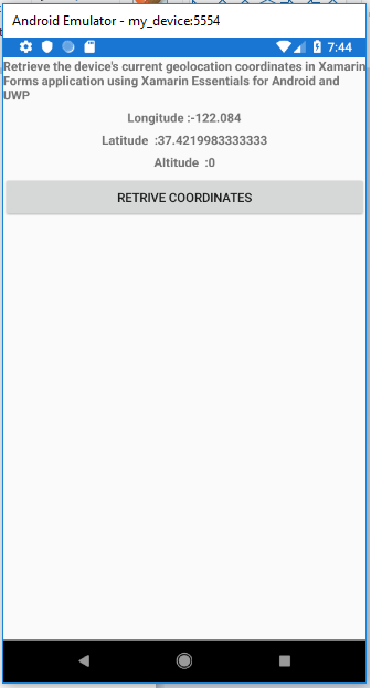 Retrieve Geo Location Coordinates In Xamarin Forms Application Using Xamarin Essentials For Android And UWP