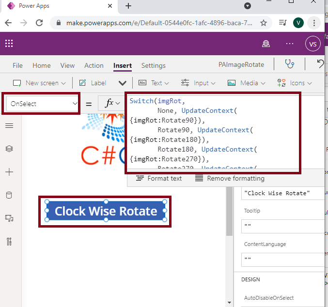 Rotating An Image In Power Apps