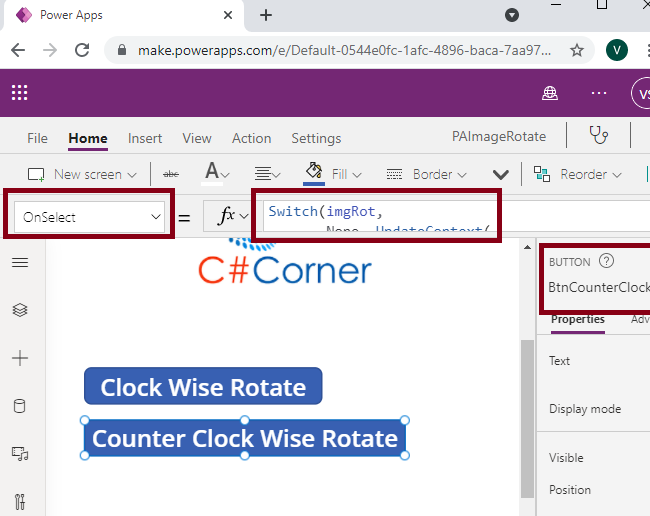 Rotating An Image In Power Apps