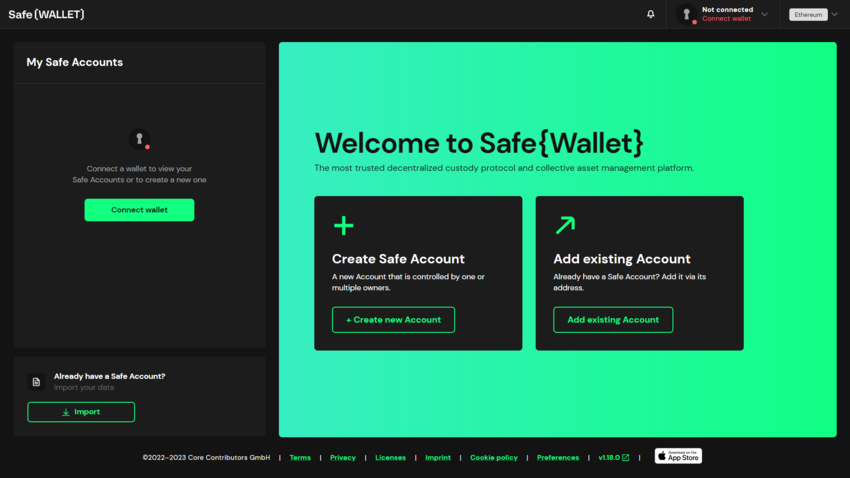 app.safe.global landing Page