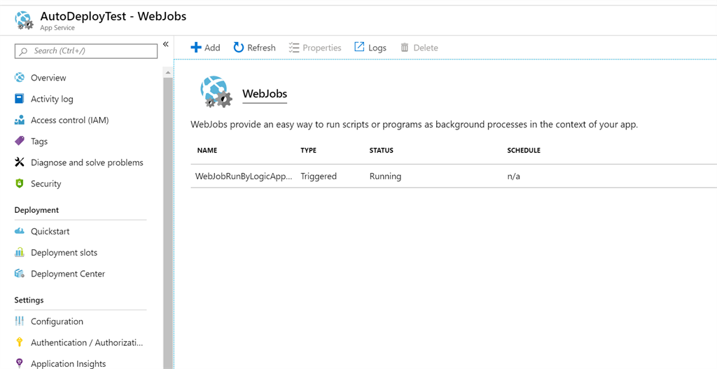 Create and deploy webjob