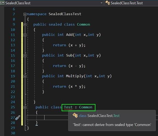 Sealed Class Explained In C#