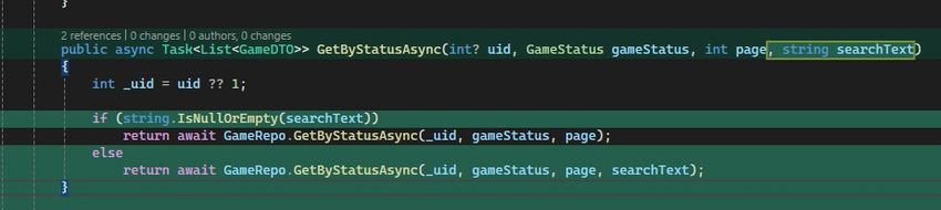 GetByStatusAsync function