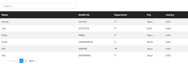 Searching And Pagination Using Angular 7
