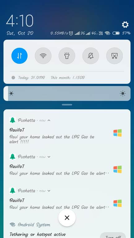 Send A Notification When On Mq2 Gas Sensor Detection