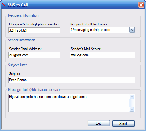 sending text from email
