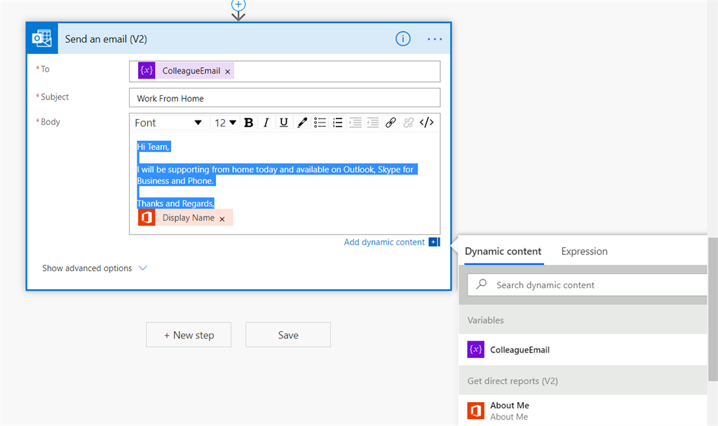Send WFH Intimation To Colleagues