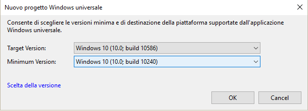 The minimum version and the target of the Windows build