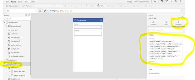 Set user properties on screen load