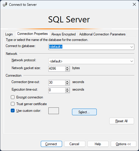 SQL Server Options