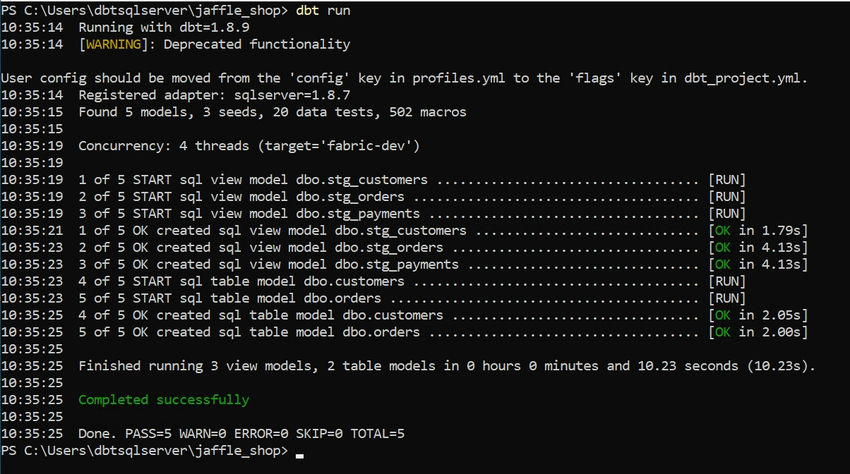 dbt run