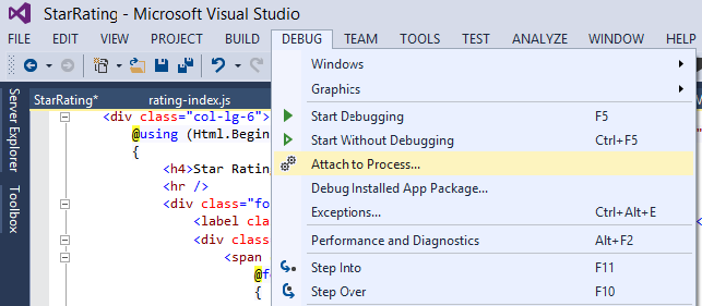 Debug process option