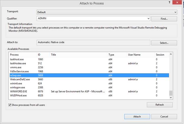 Attach Debug process