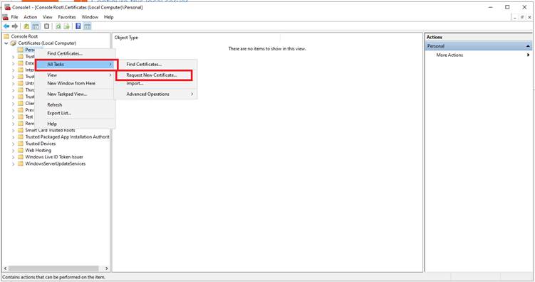 Request New Certificate