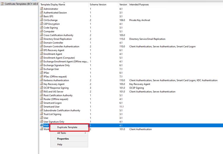 Certificate Templates Console