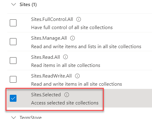 API Permissions - Select Application Permissions