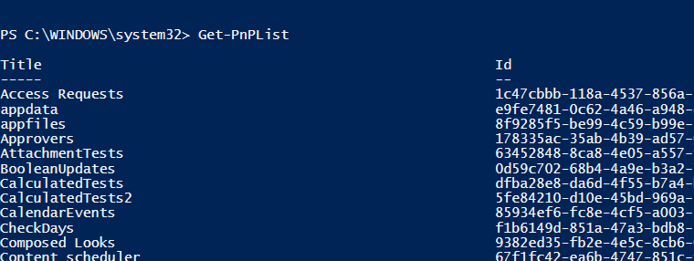 Validation - Get-PnPList Command