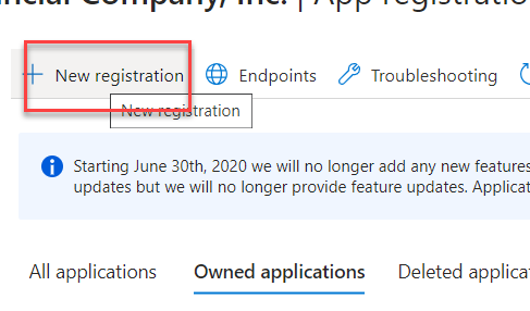 App Registration - New Registration Page