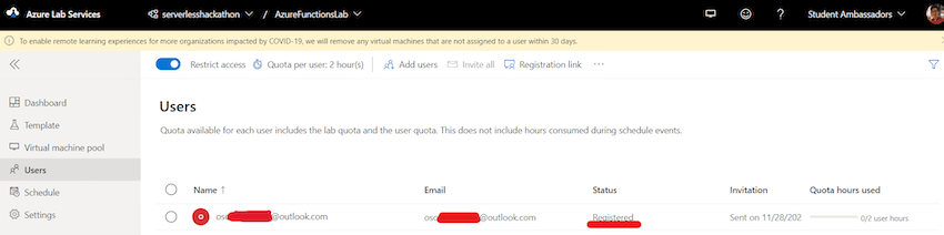 Status has changed to registered