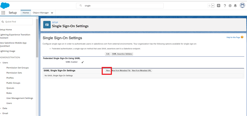 Setup Single Sign-On Feature For Salesforce Users