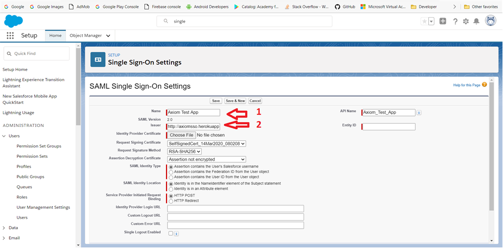 Setup Single Sign-On Feature For Salesforce Users