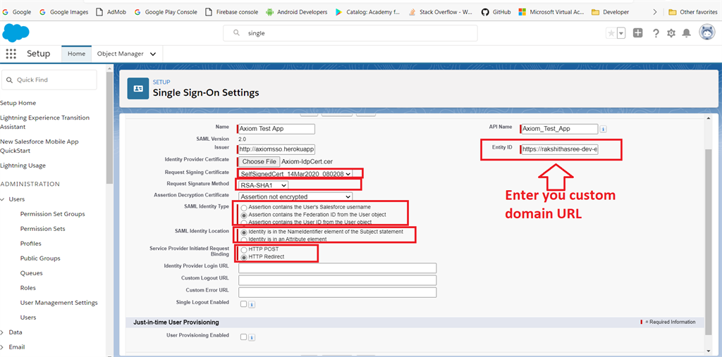 Setup Single Sign-On Feature For Salesforce Users