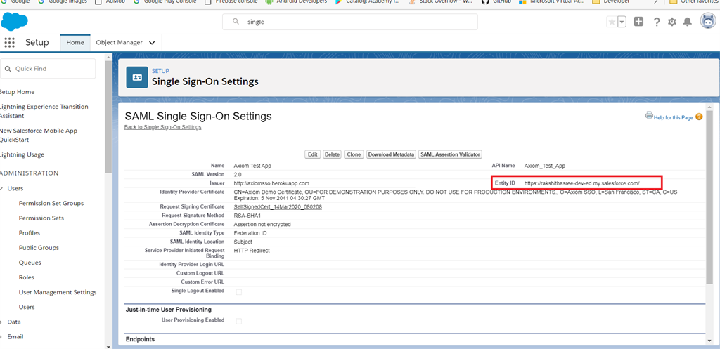 Setup Single Sign-On Feature For Salesforce Users