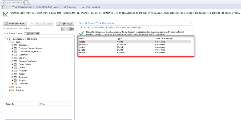 External Content Type Operations