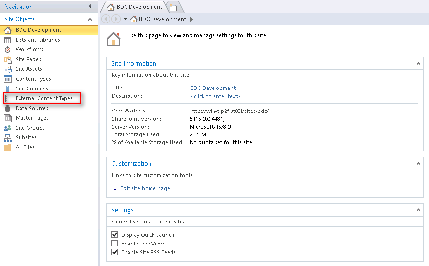 External Content Types