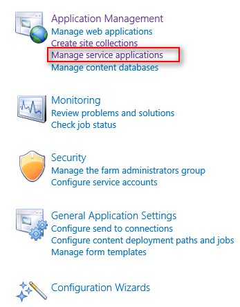 Manage service applications