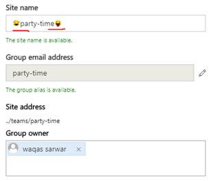 SharePoint - Emoji In Site Name